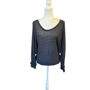 We The Free Charcoal/Black Lightweight Knit Sweater Top Boho Oversized Medium